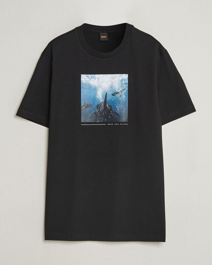 BOSS ORANGE Creature Printed Crew Neck T-Shirt Black – Svart