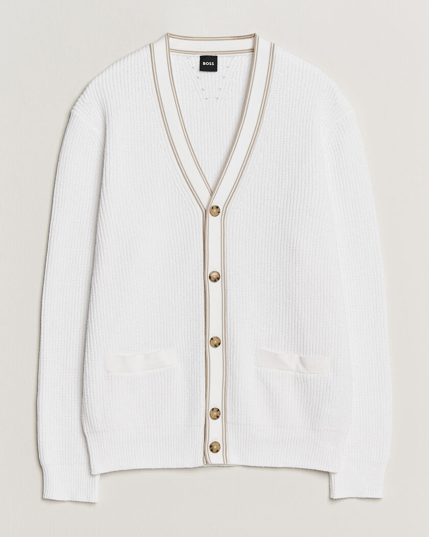BOSS BLACK Napoli Knitted Cardigan White – Hvit