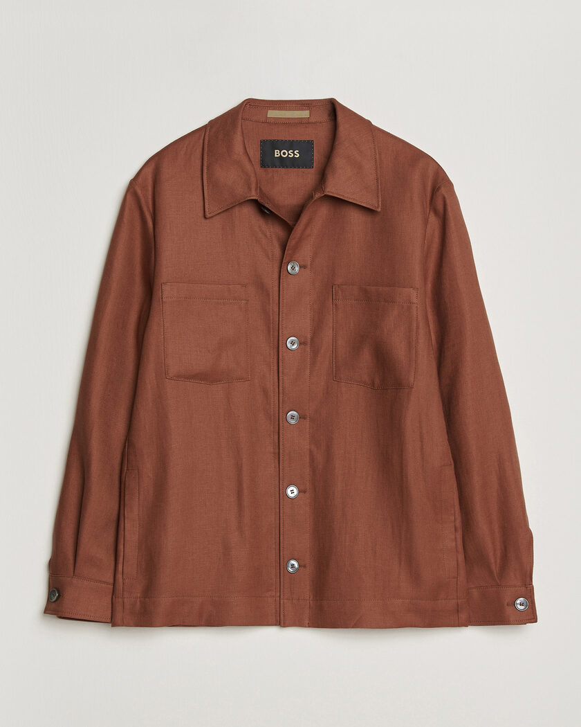 BOSS CAMEL Corvin Linen Overshirt Medium Brown – Brun