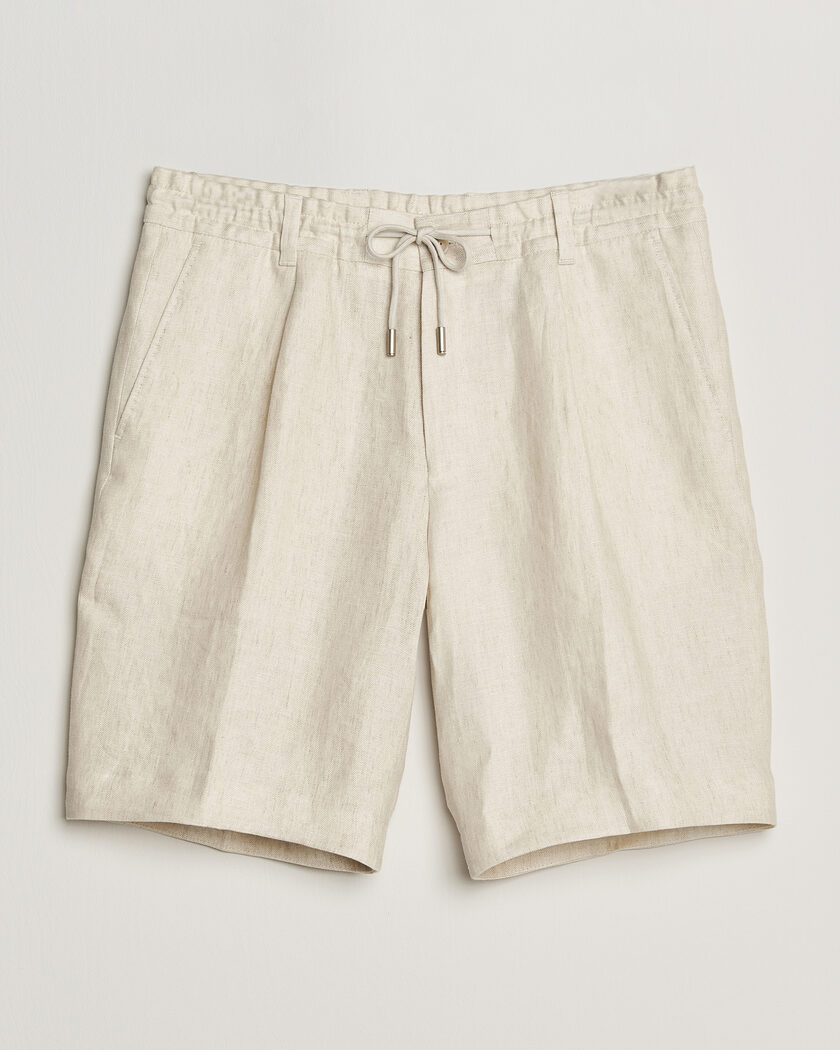 BOSS CAMEL Peet Linen Drawstring Shorts Open White – Hvit