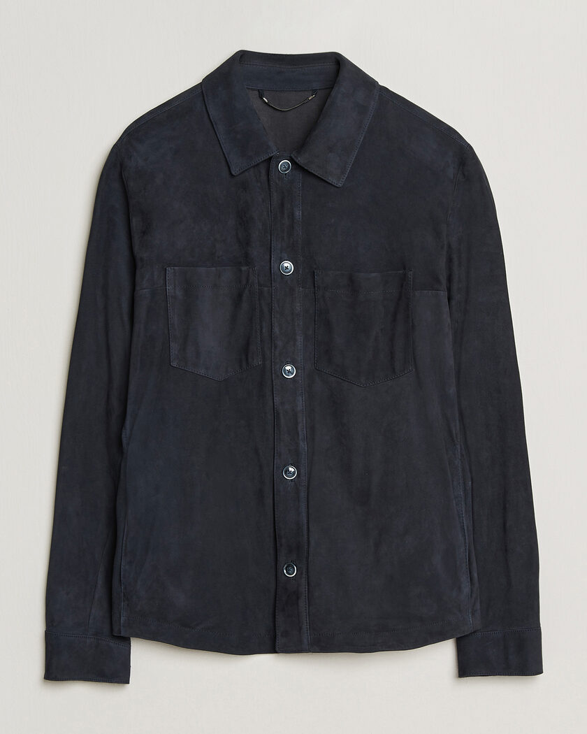 BOSS CAMEL Mando Suede Jacket Dark Blue – Blå