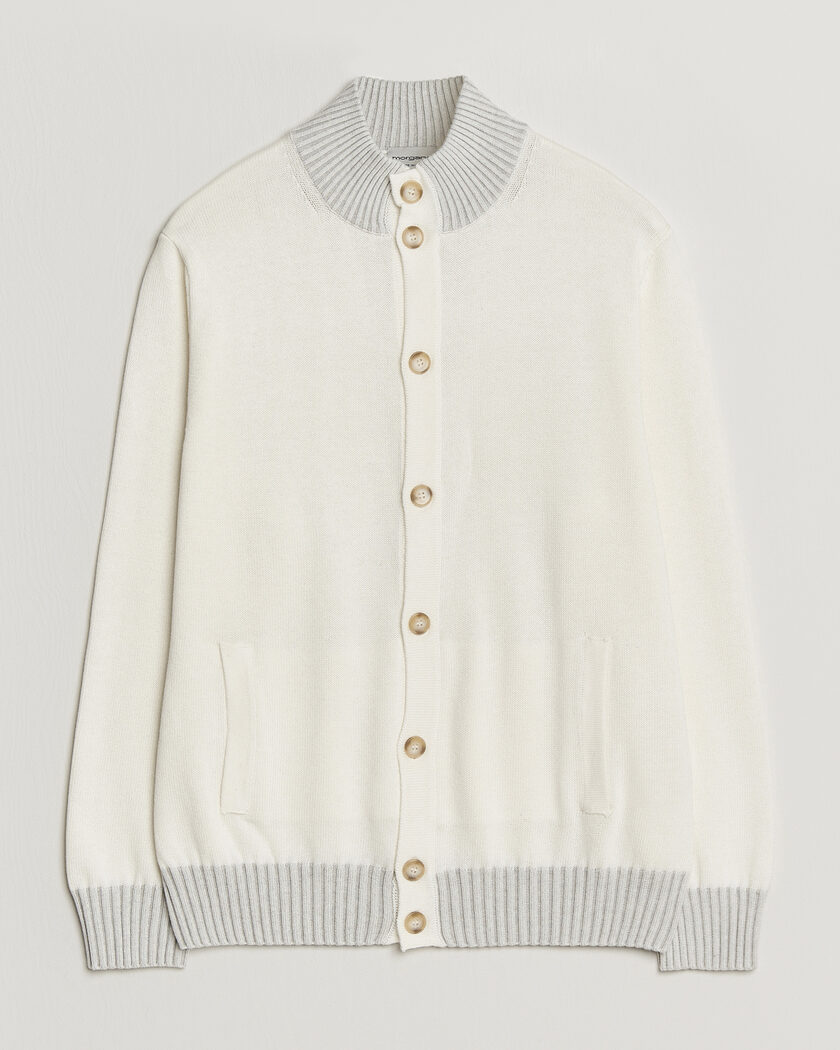 Morgano Cotton/Cashmere Knitted Cardigan Cream – Hvit