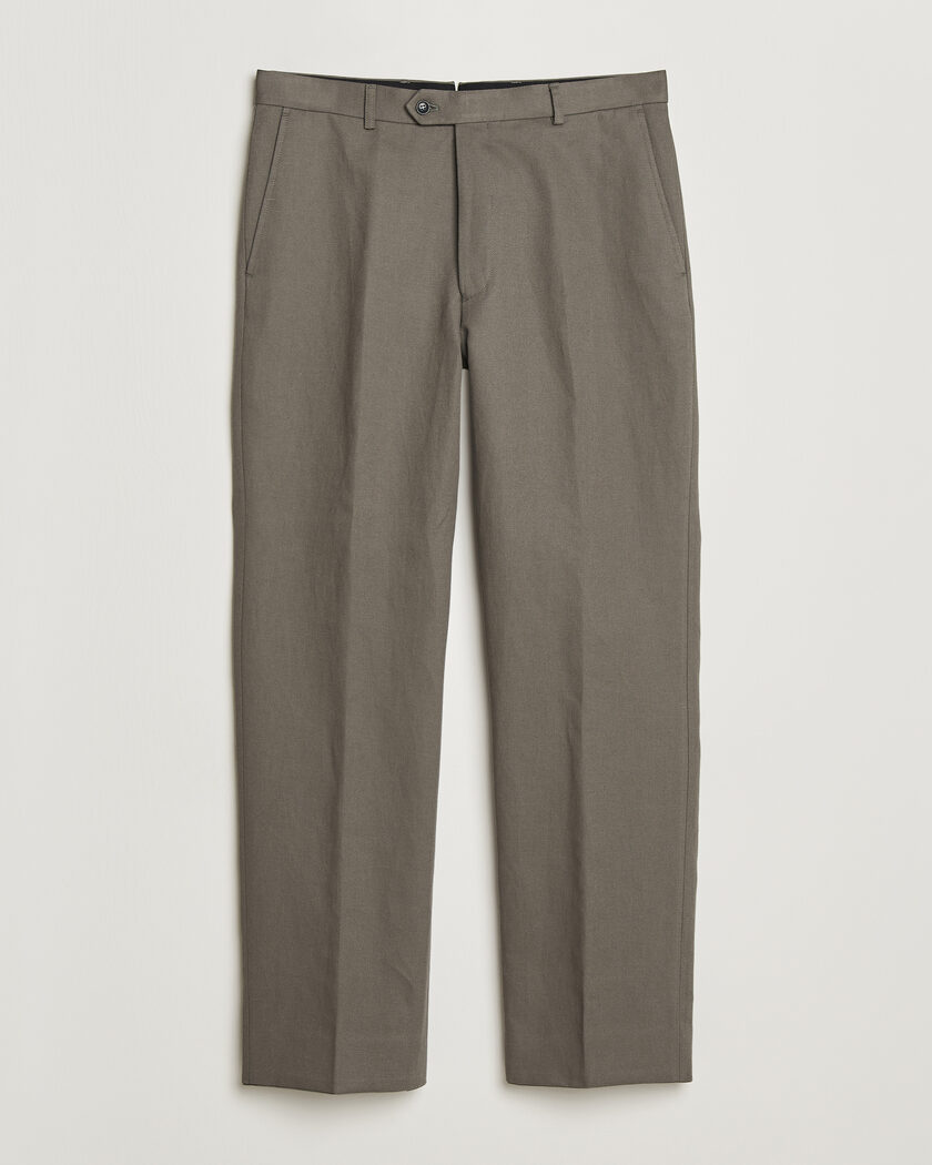 Oscar Jacobson Del Cotton/Linen Trousers Olive – Grønn