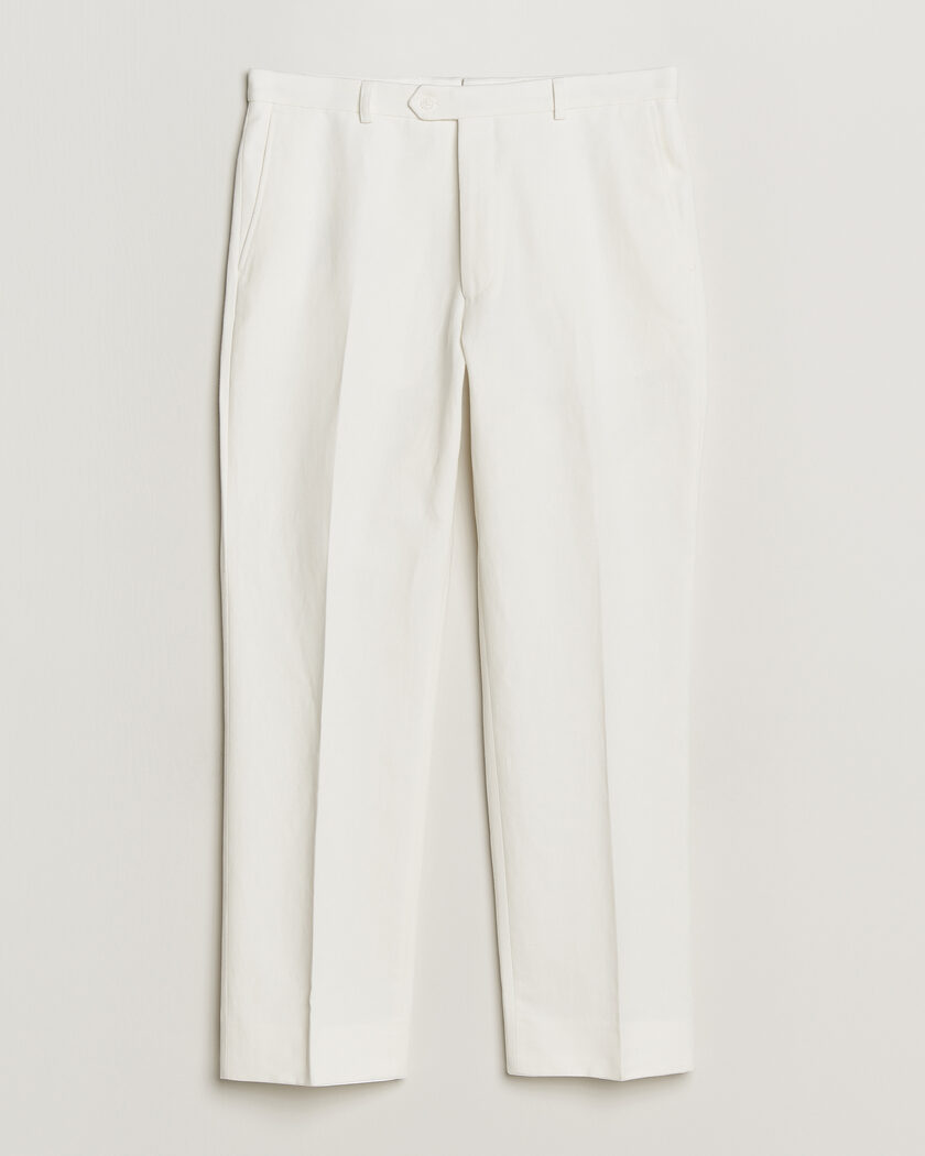 Oscar Jacobson Del Cotton/Linen Trousers White – Hvit