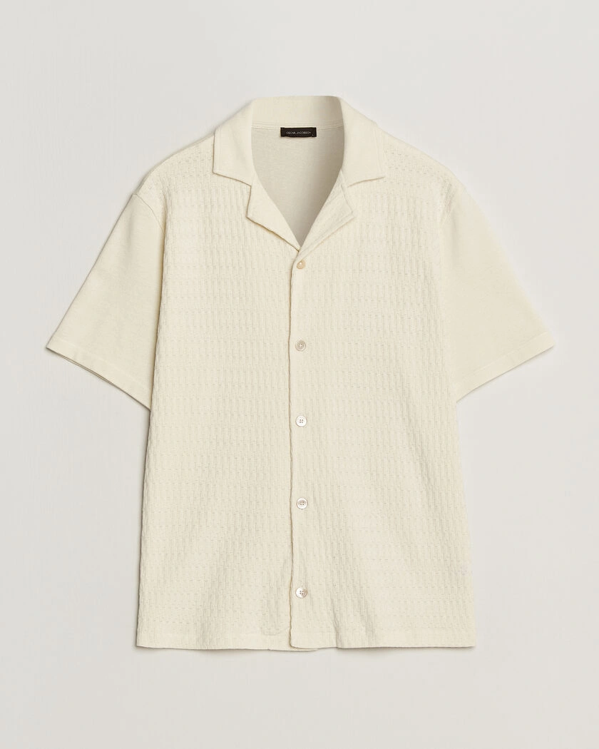 Oscar Jacobson Kirk Knitted Short Sleeve Shirt Off White – Hvit