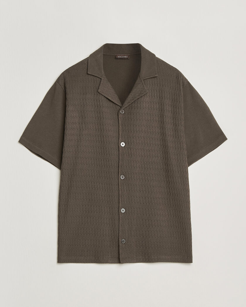 Oscar Jacobson Kirk Knitted Short Sleeve Shirt Green – Grønn