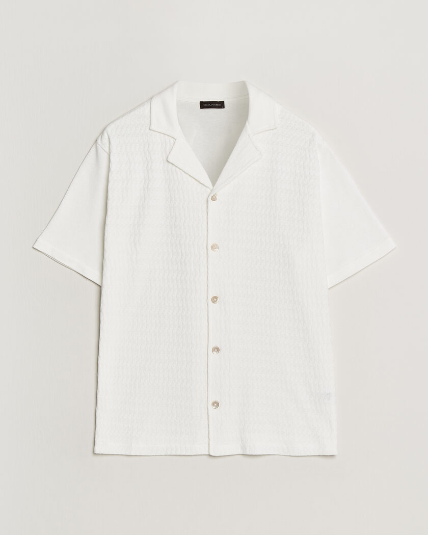 Oscar Jacobson Kirk Knitted Short Sleeve Shirt Snow White – Hvit