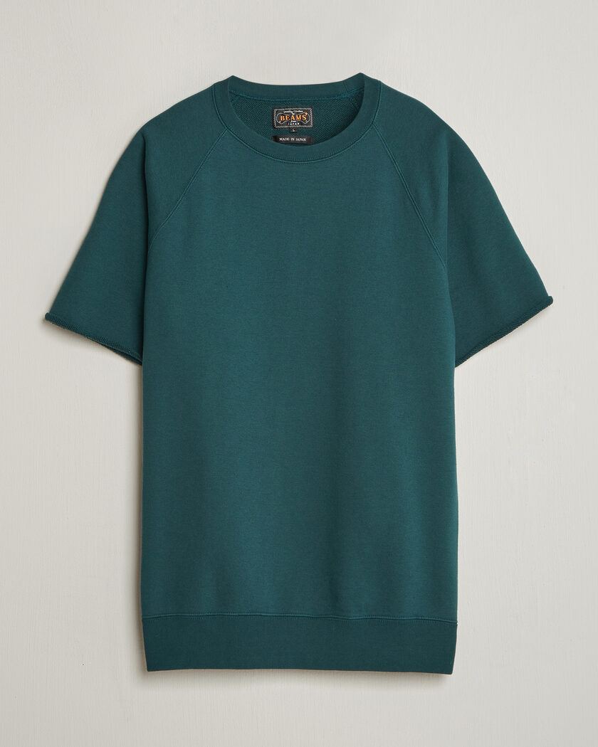 BEAMS PLUS Short Sleeve Cut Off Sweat Dark Green – Grønn