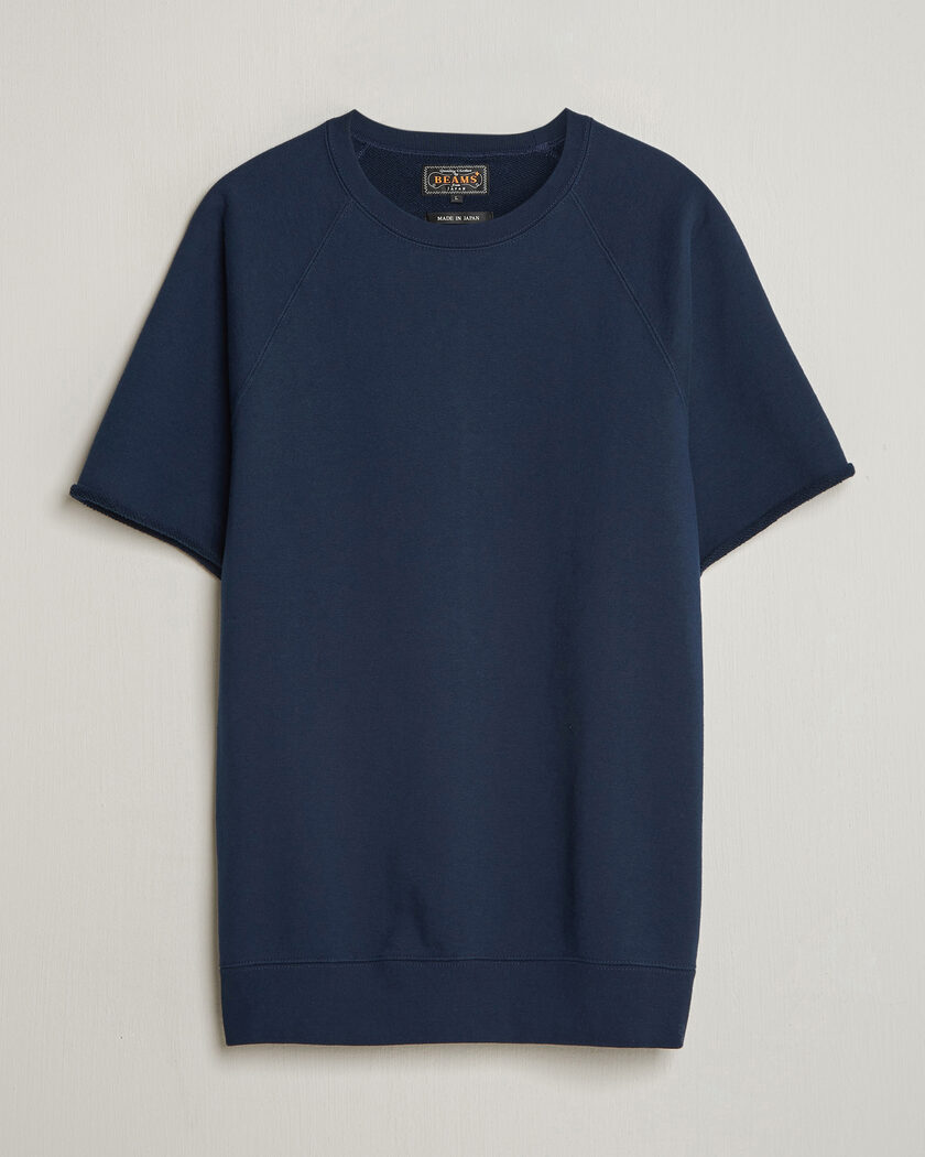 BEAMS PLUS Short Sleeve Cut Off Sweat Navy – Blå