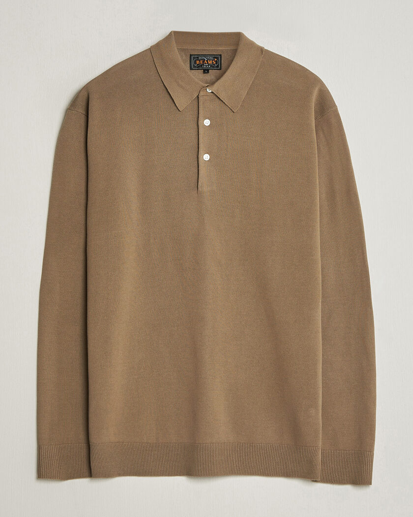 BEAMS PLUS Long Sleeve 12G Knit Polo Mocha – Brun
