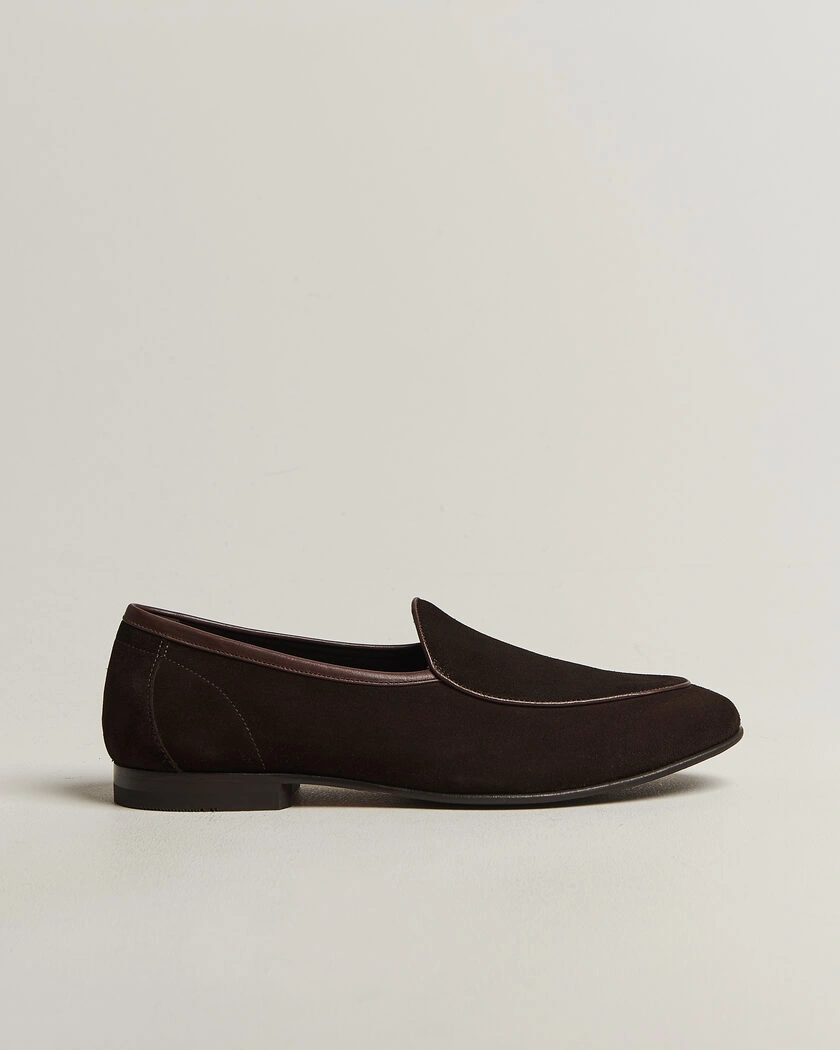 Loake 1880 Belgrave Suede Belgian Loafer Dark Brown – Brun