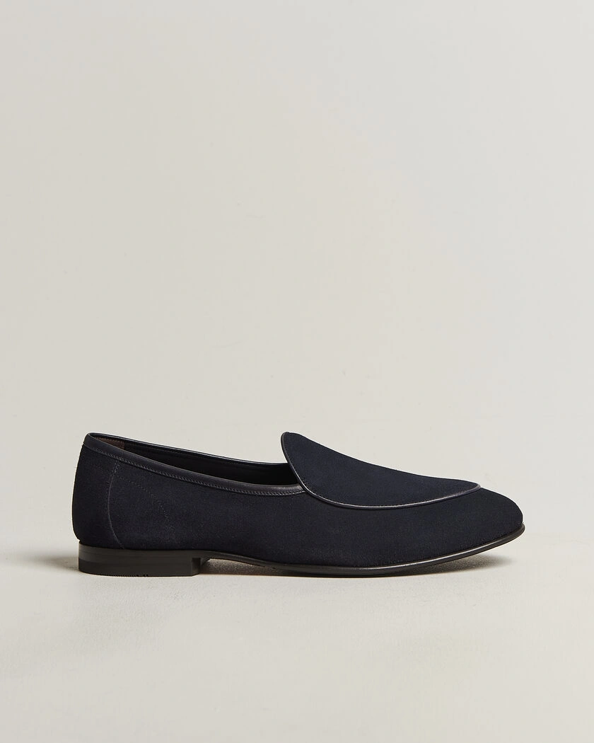 Loake 1880 Belgrave Suede Belgian Loafer Navy – Blå