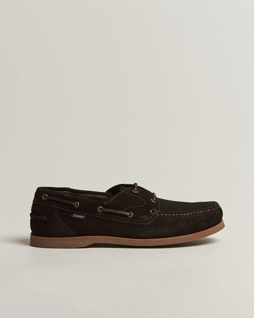 Loake 1880 Padstow Suede Boat Shoe Dark Brown – Brun