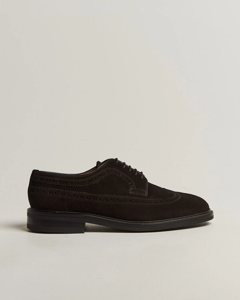 Loake Shoemakers Sovereign Longwing Suede Derby Dark Brown – Brun