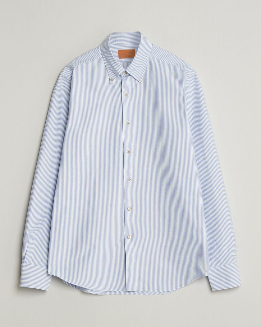 Grigio Oxford Button Down Shirt Light Blue Stripe – Blå