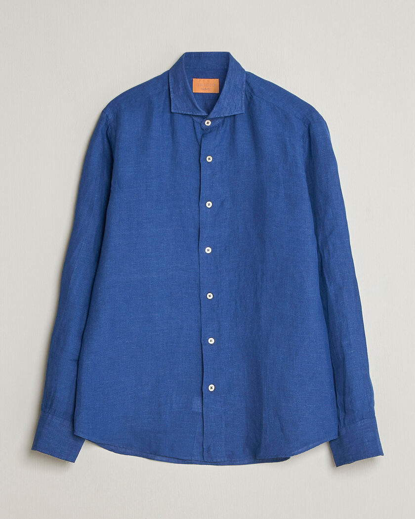 Grigio Washed Linen Shirt Navy – Blå