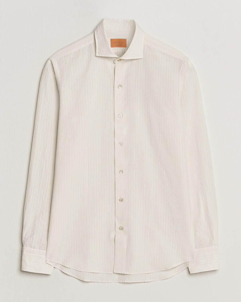 Grigio Cotton/Linen Seersucker Shirt Off White – Hvit