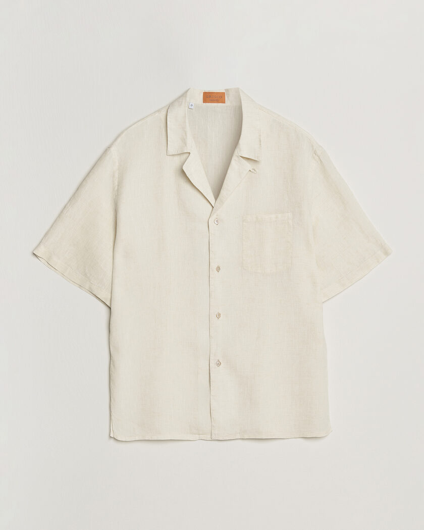 Grigio Linen Camp Collar Shirt White – Hvit