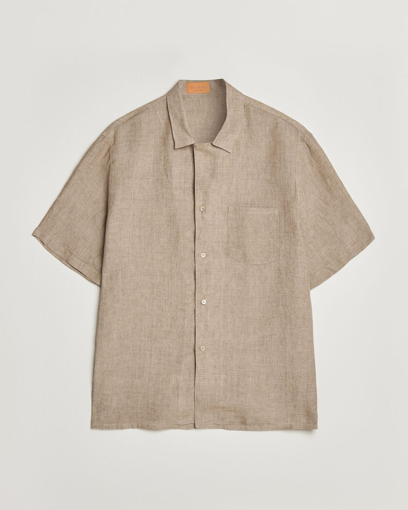 Grigio Linen Camp Collar Shirt Brown – Brun