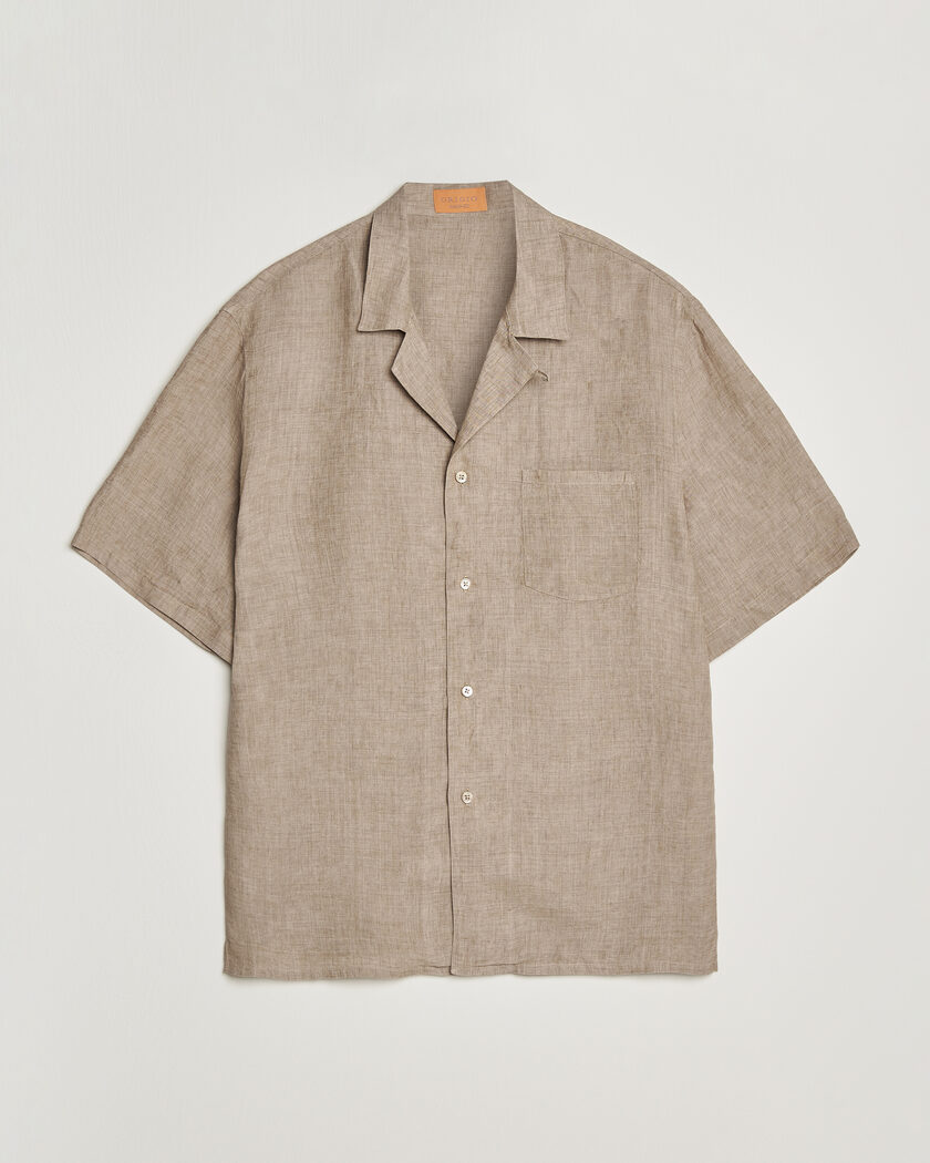 Grigio Linen Camp Collar Shirt Brown – Brun