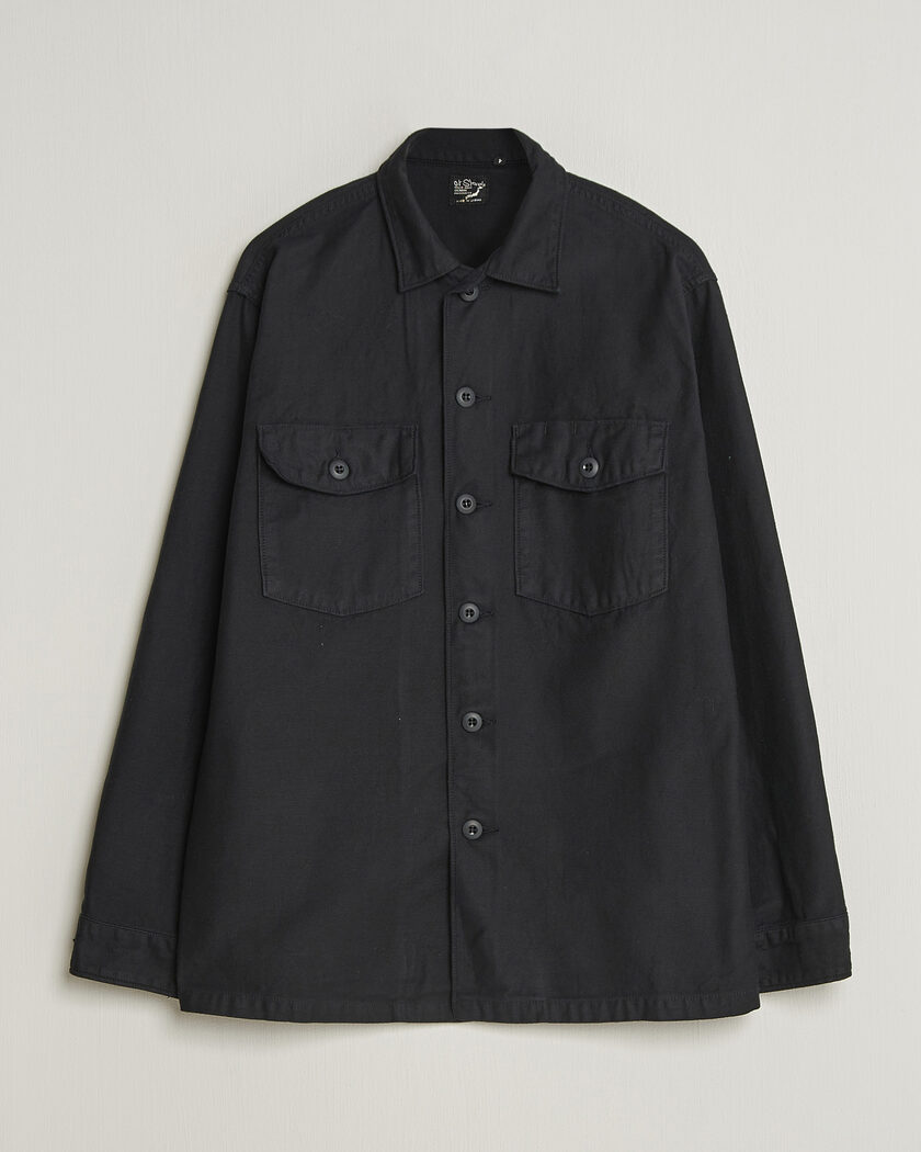 orSlow Cotton Sateen US Army Overshirt Black – Svart