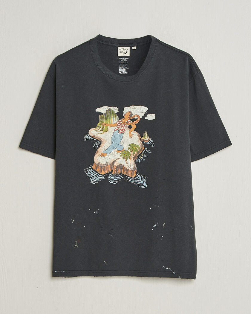 orSlow Vintage Hawaiian Print T-Shirt Black – Svart