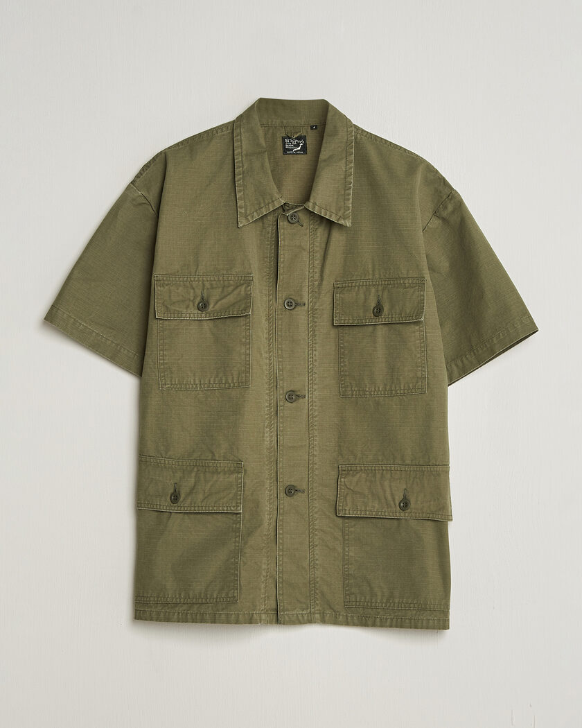 orSlow Short Sleeve Utility Shirt Army Green – Grønn