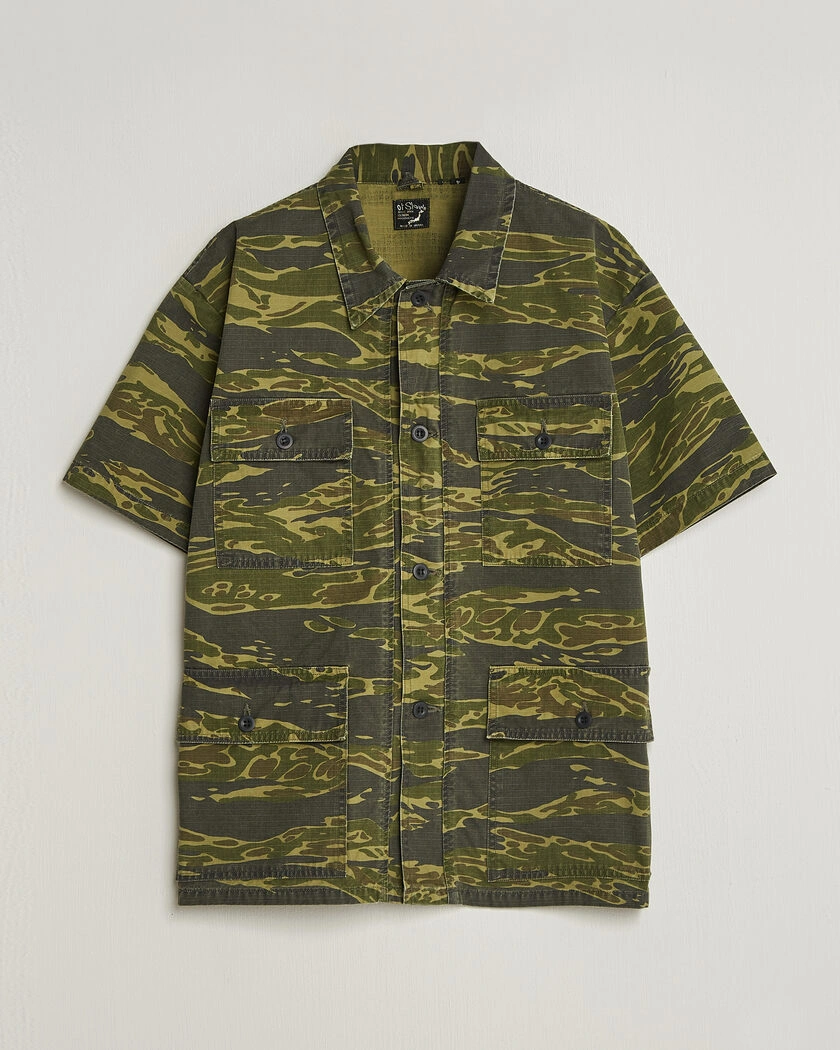 orSlow Short Sleeve Utility Shirt Tiger Camo – Grønn
