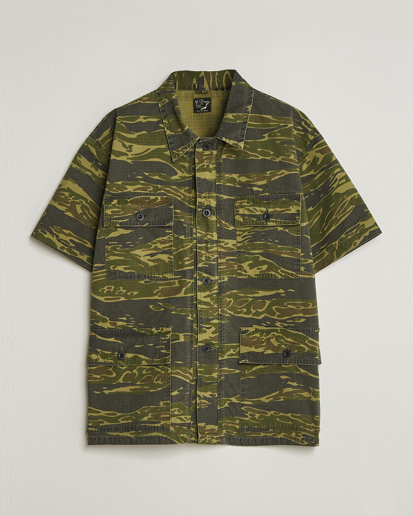 orSlow Short Sleeve Utility Shirt Tiger Camo – Grønn