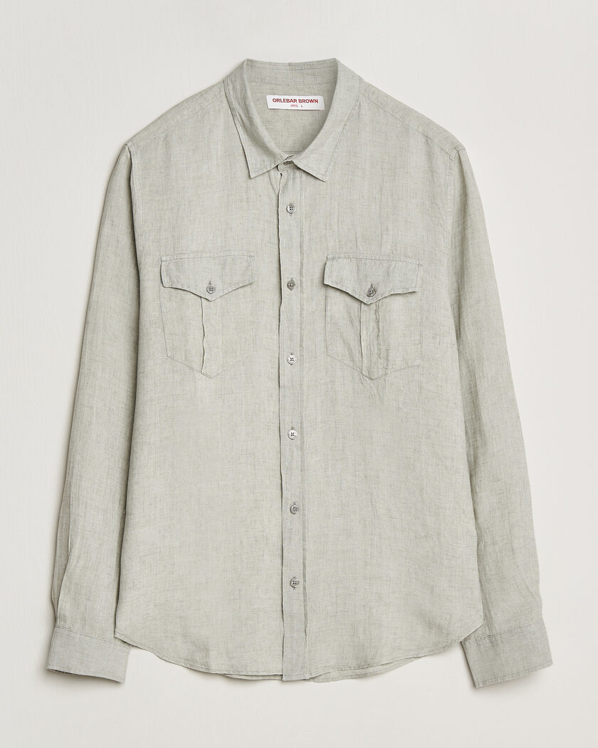 Orlebar Brown Coleburn Linen Shirt Cliff Grey – Grå