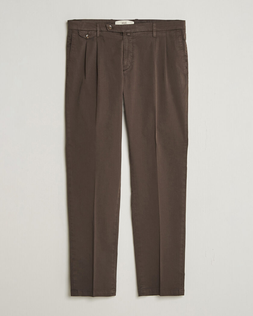 Briglia 1949 Easy Fit Pleated Cotton Stretch Chino Brown – Brun