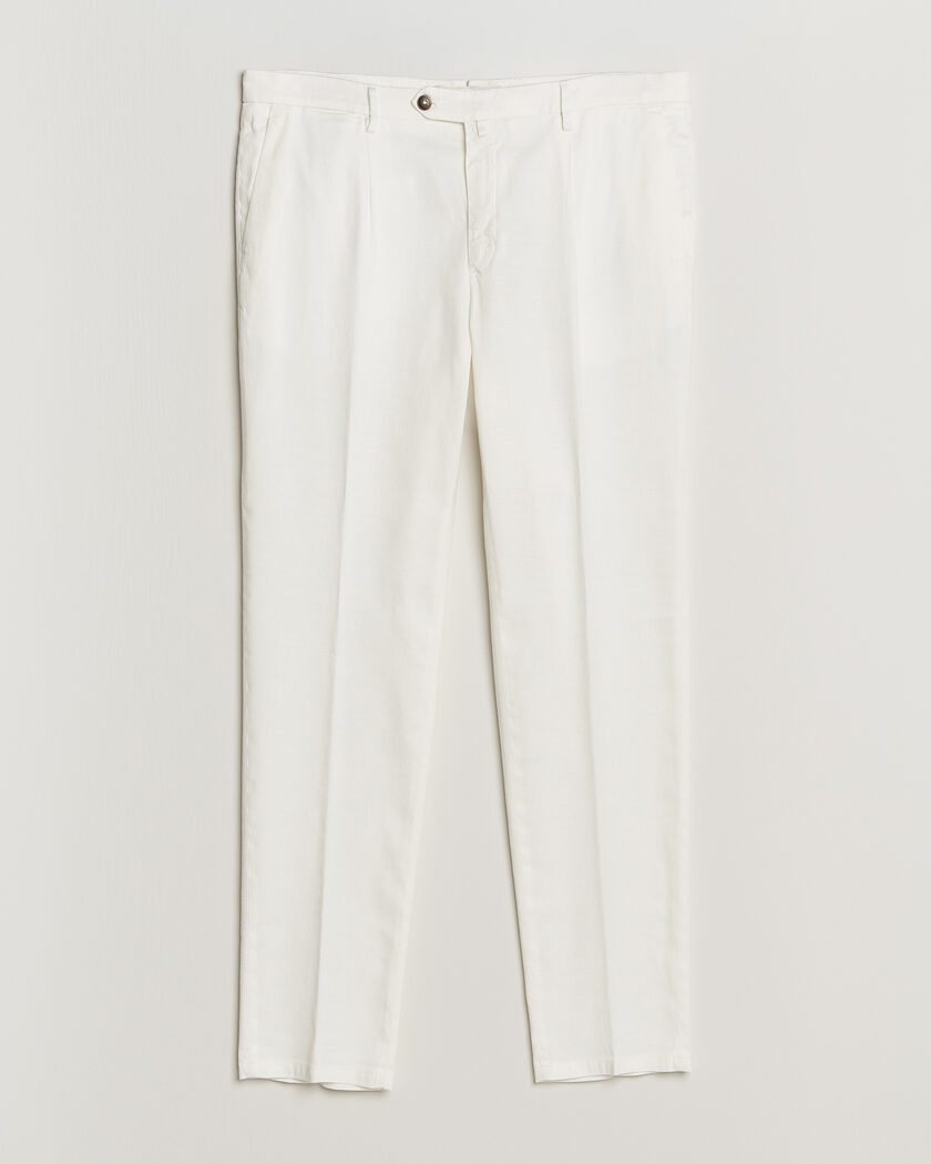 Briglia 1949 Pleated Linen Trousers Cream – Hvit