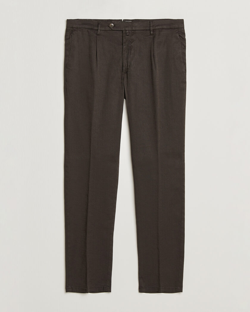 Briglia 1949 Pleated Linen Trousers Brown – Brun