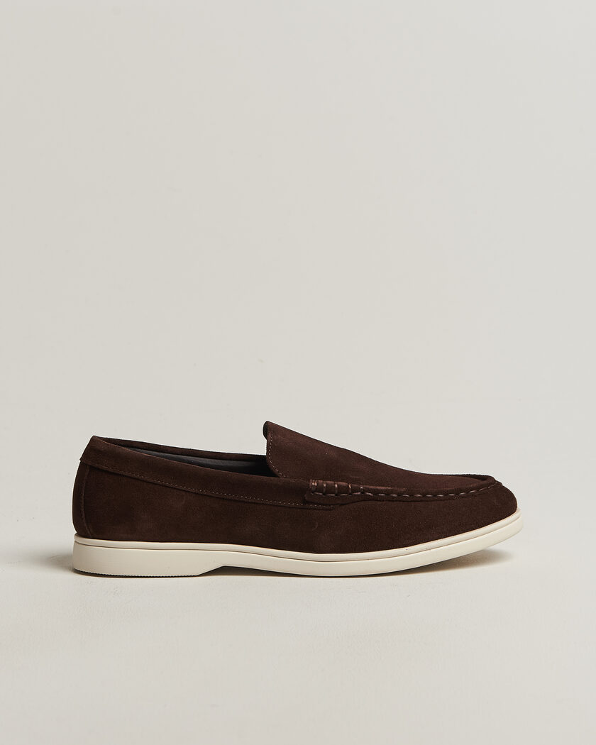 Charles Tyrwhitt Suede Slip On Loafers Chocolate Brown – Brun
