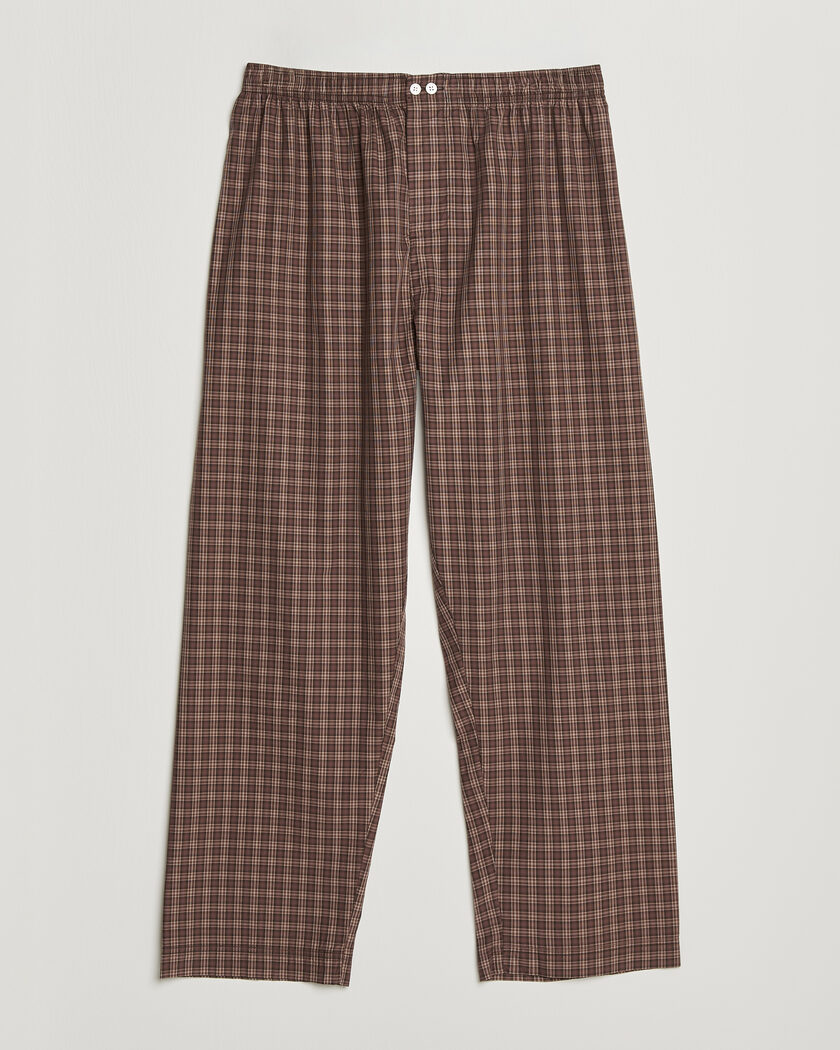 Tekla Fine Twill Pyjama Pants Serra Checks – Brun