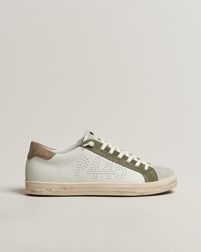P448 John Leather/Suede Sneaker White/Olive/Grey – Hvit