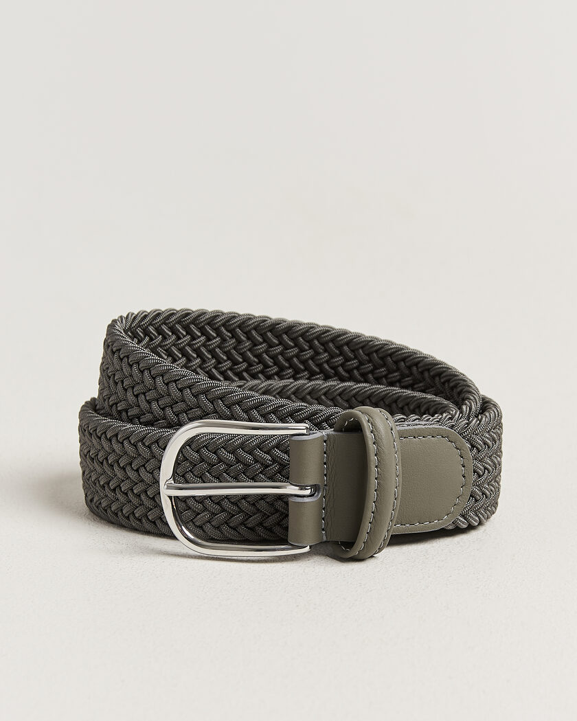 Anderson's Stretch Woven 3,5cm Belt Grey – Grå