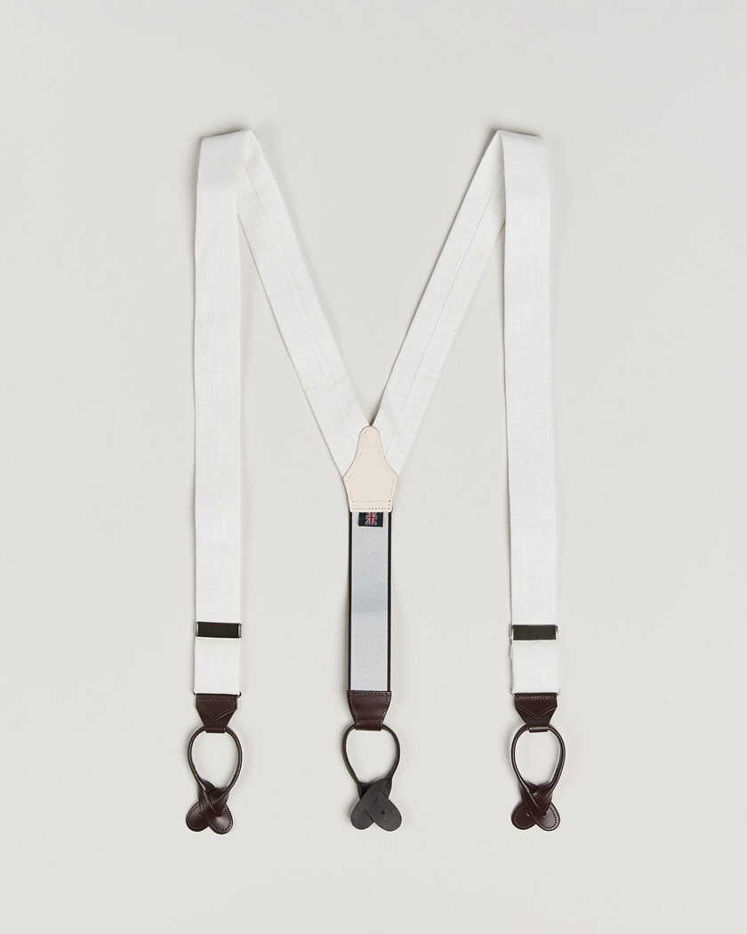 Albert Thurston Linen Braces Ivory – Hvit