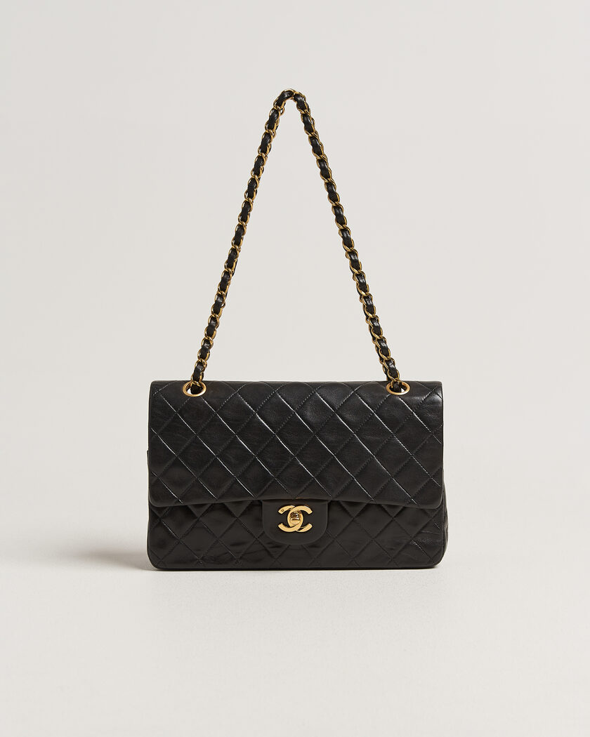 Chanel Pre-Owned Classic Medium Double Flap Bag Lambskin Black – Svart