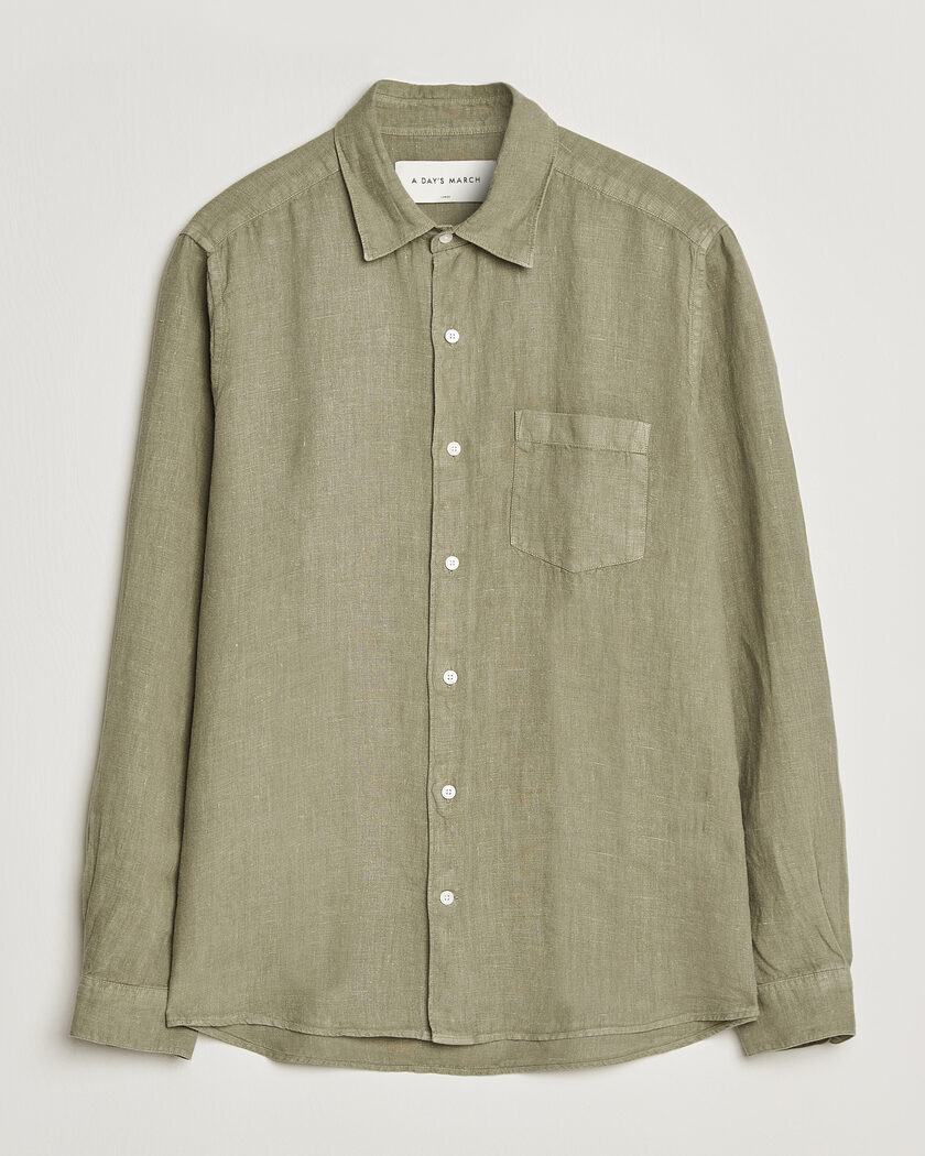 A Day's March Daintree Linen Shirt Misty Green – Grønn