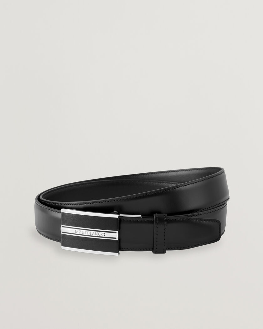 Montblanc Plate 30mm Leather Belt Black – Svart