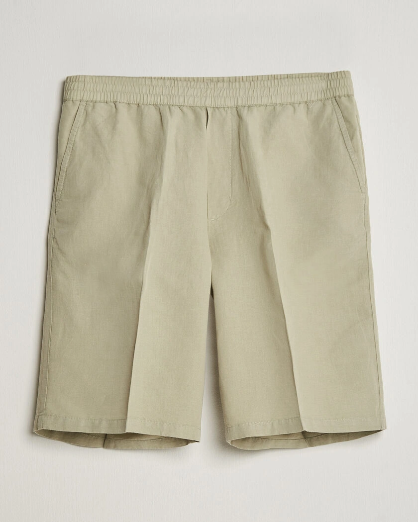Filippa K Theo Relaxed Linen/Cotton Drawstring Shorts Light Green – Grønn