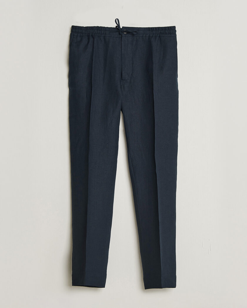 J.Lindeberg Soren Drape Linen Pants Navy – Blå