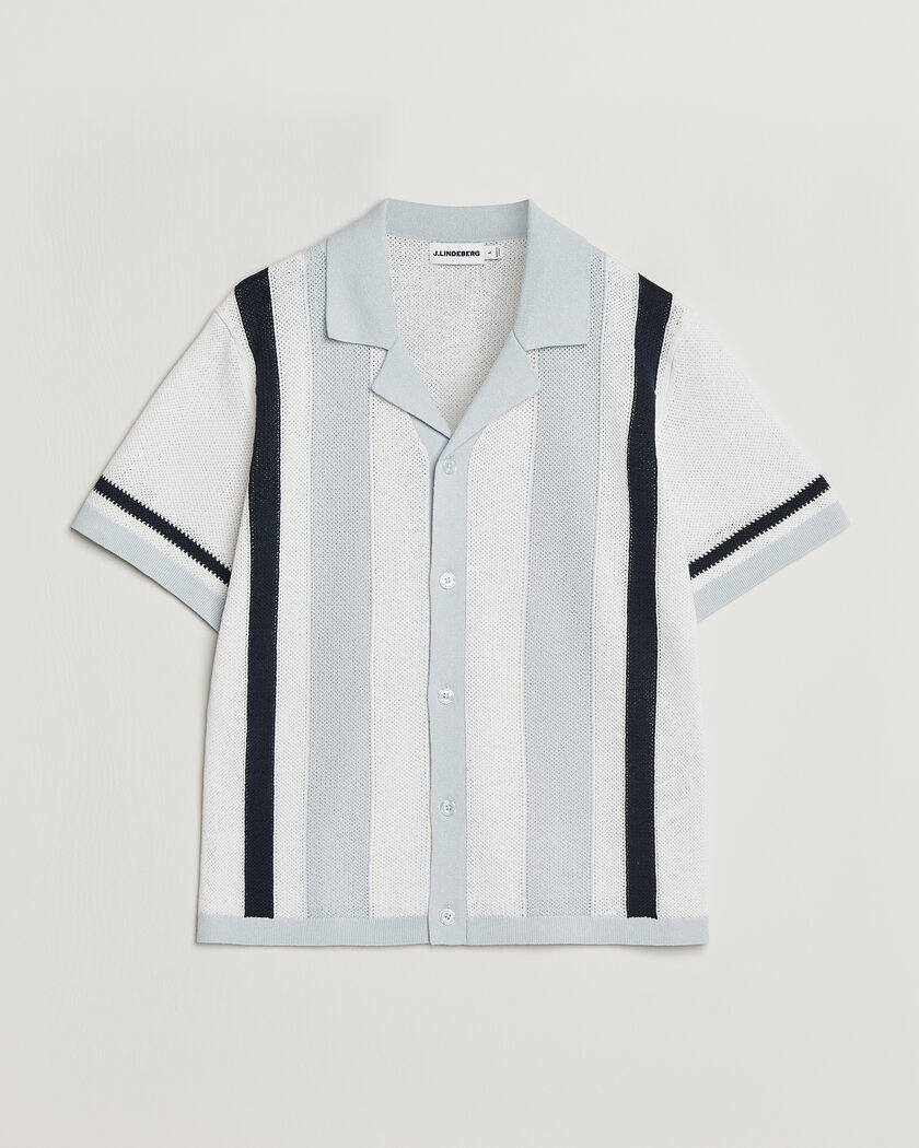 J.Lindeberg Remus Knitted Resort Shirt Skywriting – Flerfarget