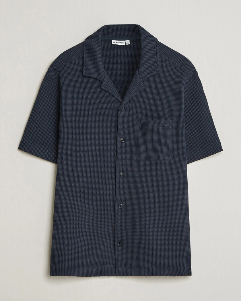 J.Lindeberg Theron Waffle Resort Shirt Navy – Blå