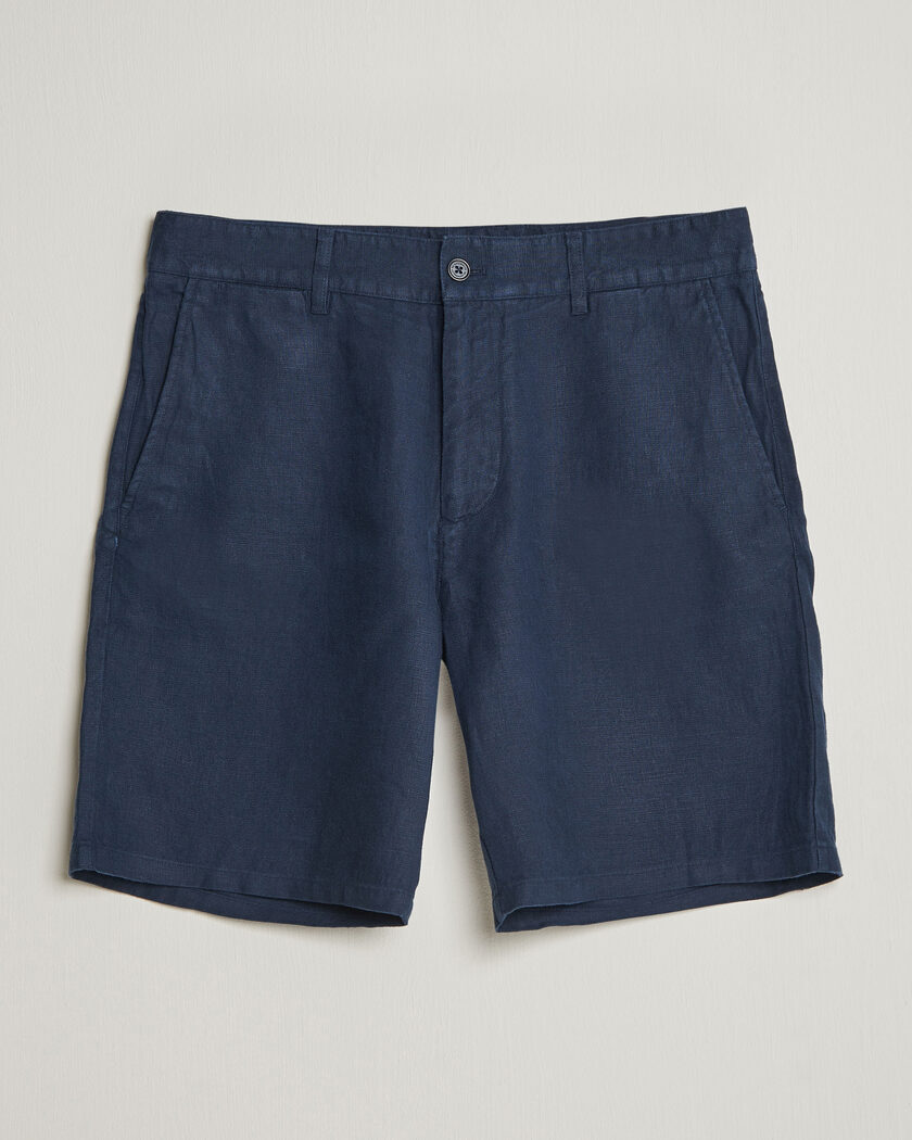 NN07 Aden Linen Shorts Navy Blue – Blå