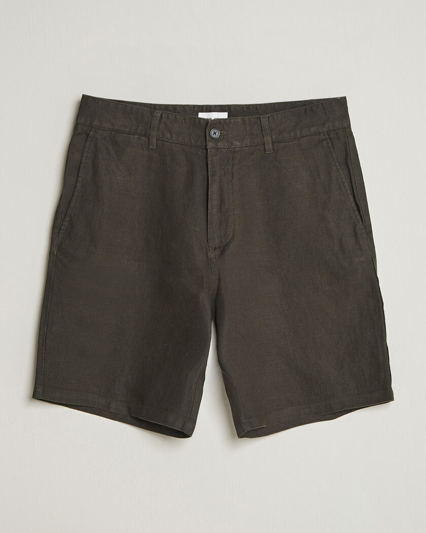 NN07 Aden Linen Shorts Dark Army - Grønn - Linshorts - Størrelse: W29
