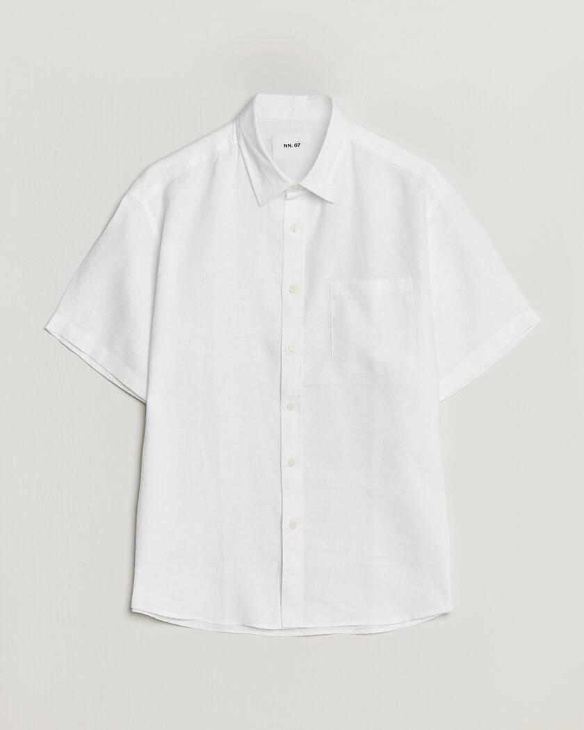 NN07 Deon Linen Short Sleeve Shirt White – Hvit