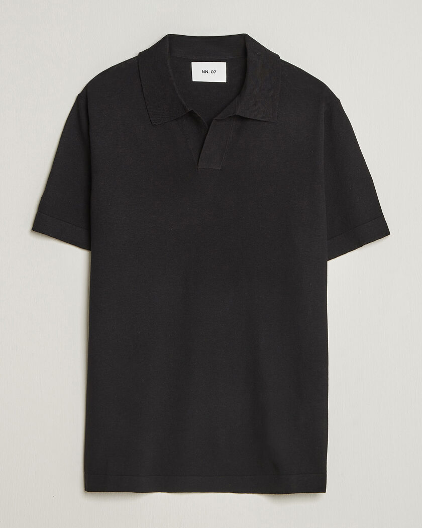 NN07 Ryan Cotton/Linen Polo Black – Svart