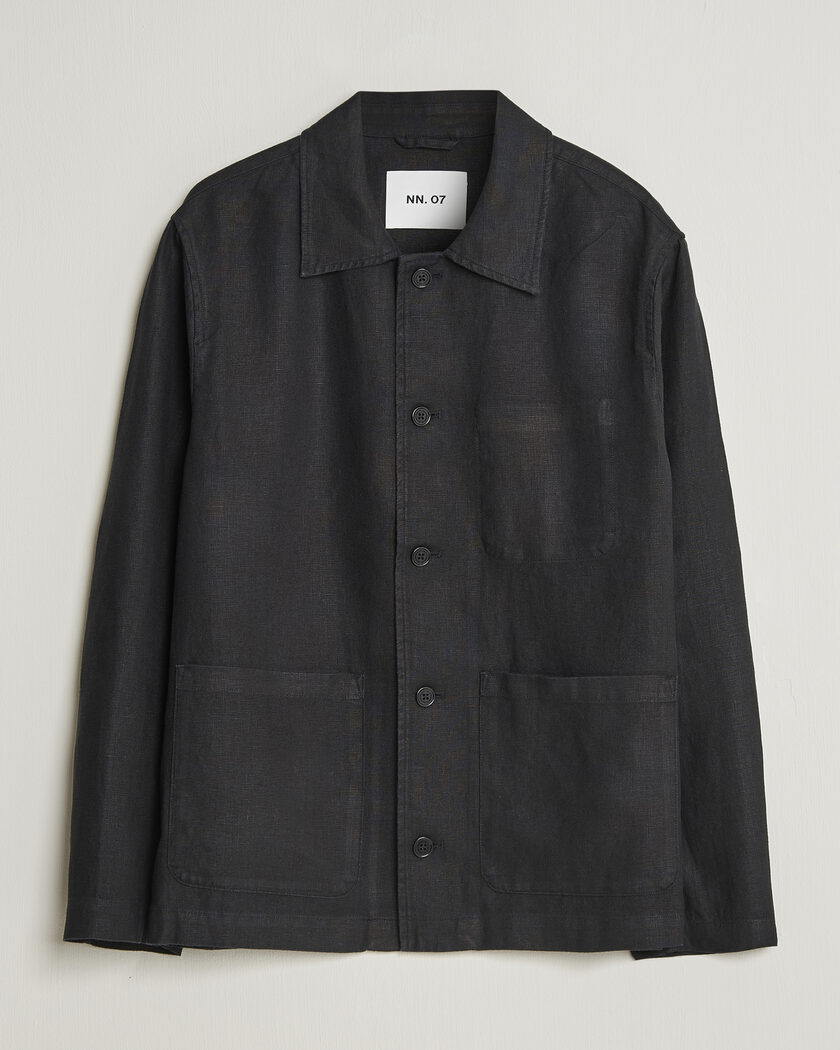 NN07 Morgan Linen Overshirt Black – Svart